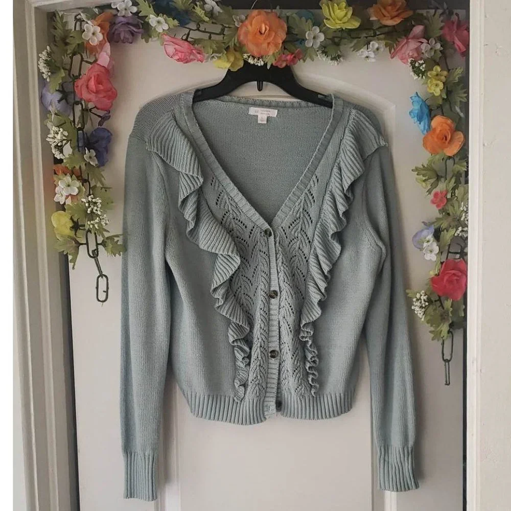 LC Lauren Conrad Cardigan Sweater - Green/Sage - Picture 1 of 7